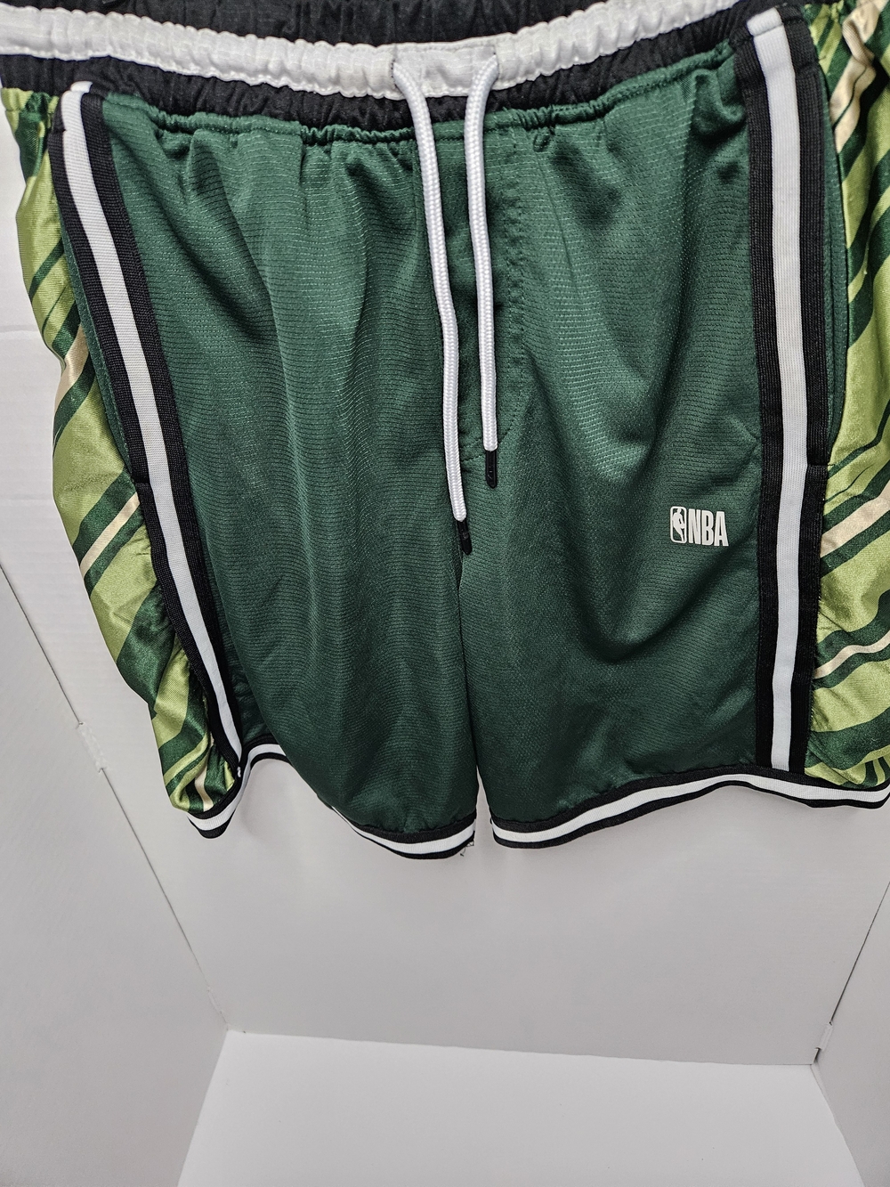 Rare NBA All Over Pattern Mesh Basketball Shorts - Green Medium